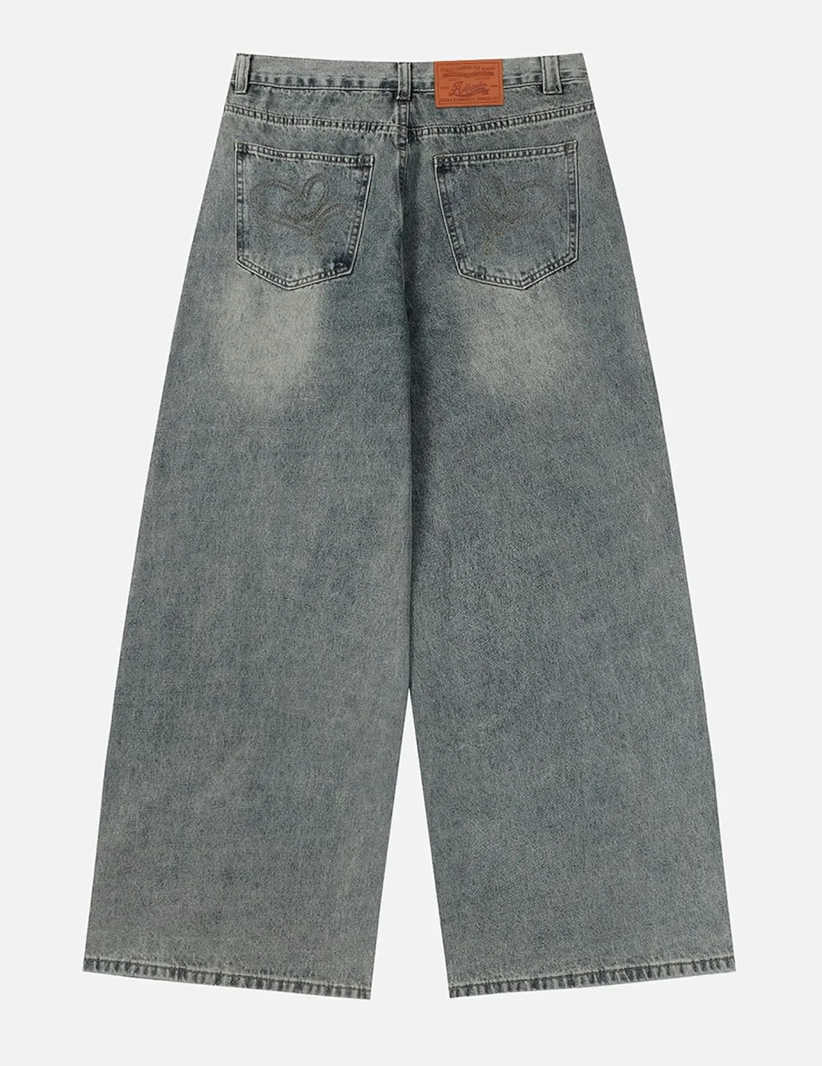 Aelfric Eden Mens Jeans Fringe Patchwork Loose Fit Jean Pants Casual Unisex Wide Leg Y2k Vintage Denim Pant Streetwear