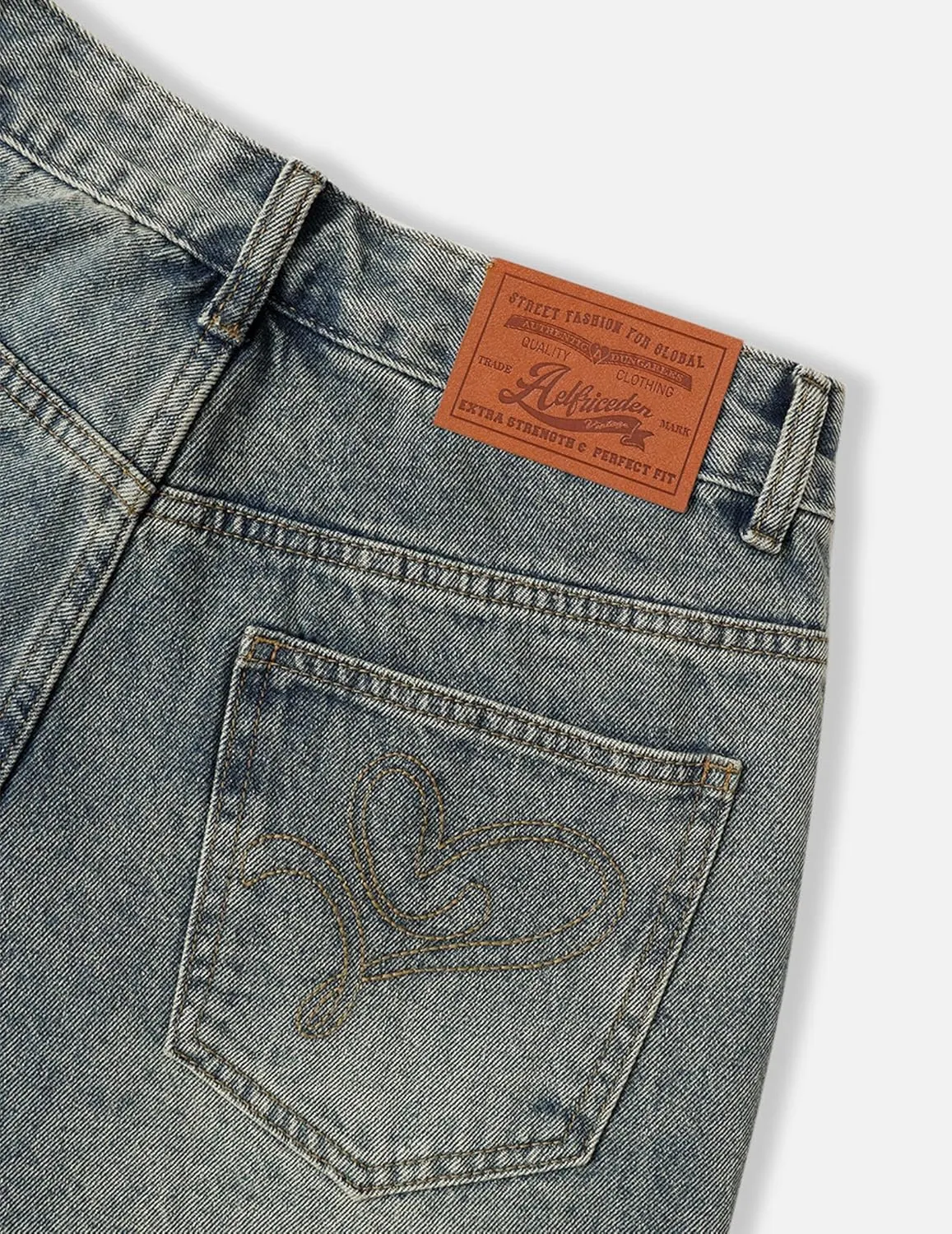 Aelfric Eden Mens Jeans Fringe Patchwork Loose Fit Jean Pants Casual Unisex Wide Leg Y2k Vintage Denim Pant Streetwear