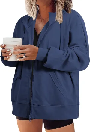 Eytino Women Plus Size Sweatshirts Long Sleeve Zip Up Oversized Casual Hoodies Jackets 2025 Fashion Fall Outfits(1X-5X)