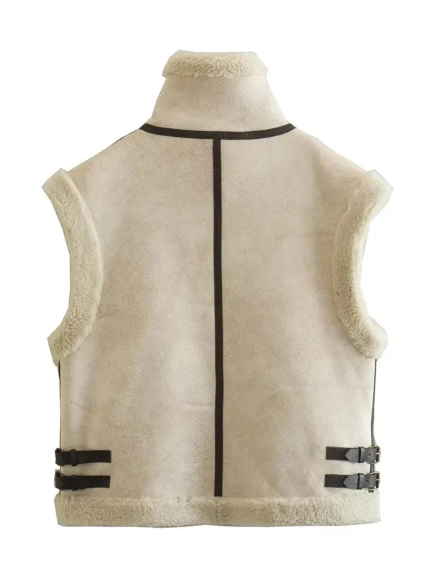 Faux Fur Waistcoat | Cozy Winter Vest Coat in Teddy Bear