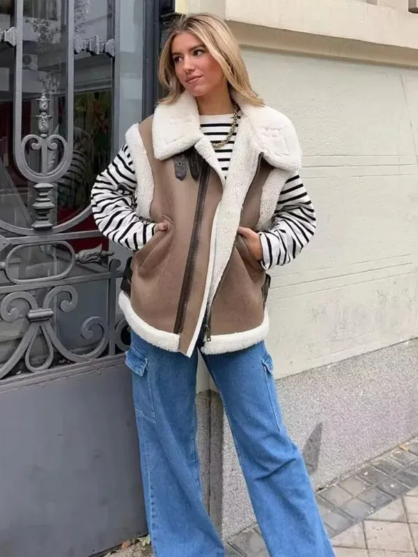 Faux Fur Waistcoat | Cozy Winter Vest Coat in Teddy Bear