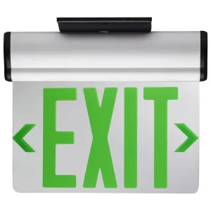 Green (Mirror) Edge Lit LED Exit Sign, 90min Ni-Cad backup, 120/277V, Dual Face, Top/Back/End Mount