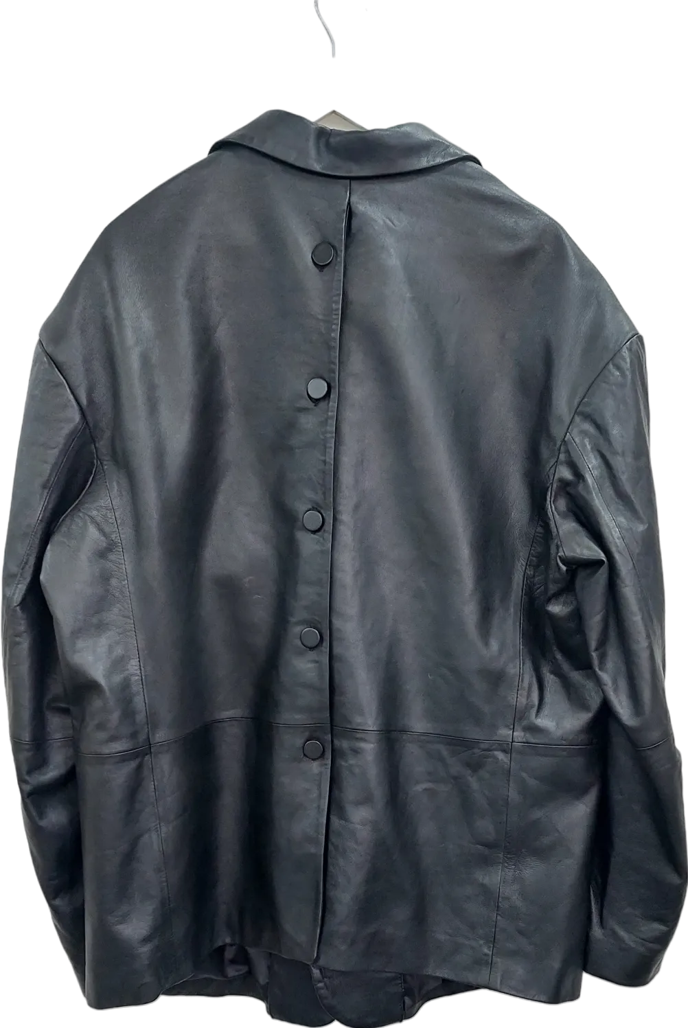 H&M Black Leather Oversize Blazer UK L