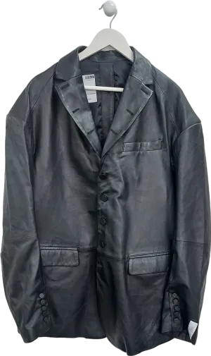 H&M Black Leather Oversize Blazer UK L