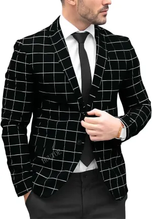 HUUTOE Mens Sport Coats and Blazers Slim Fit Suit Western Sport Coats for Plaid Blazer Men Casual Dress Blazer Jacket
