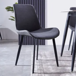 Mendy Dining Chair Grey PU Seat and Carbon Steel Frame (Set of Four) by Criterion™