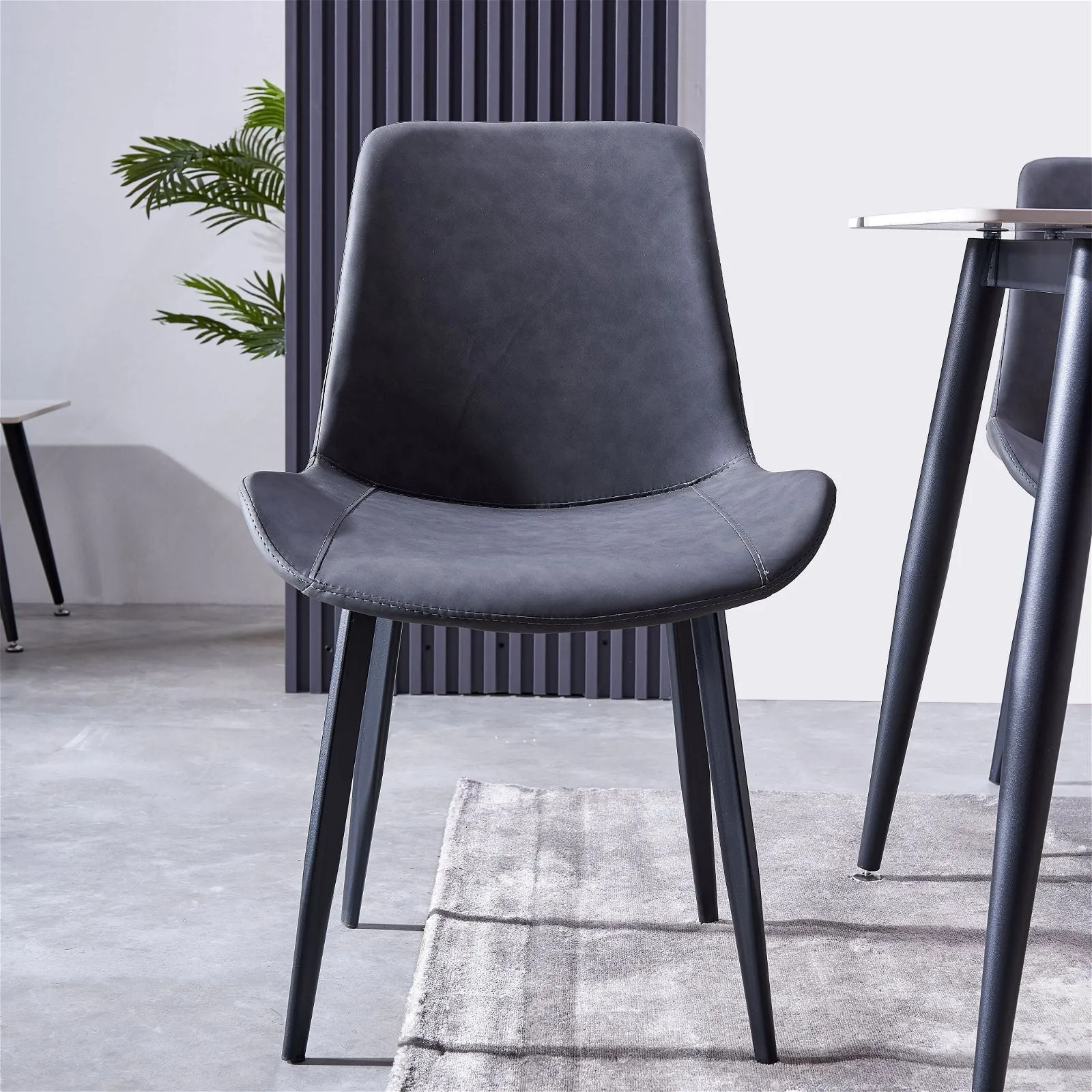 Mendy Dining Chair Grey PU Seat and Carbon Steel Frame (Set of Four) by Criterion™