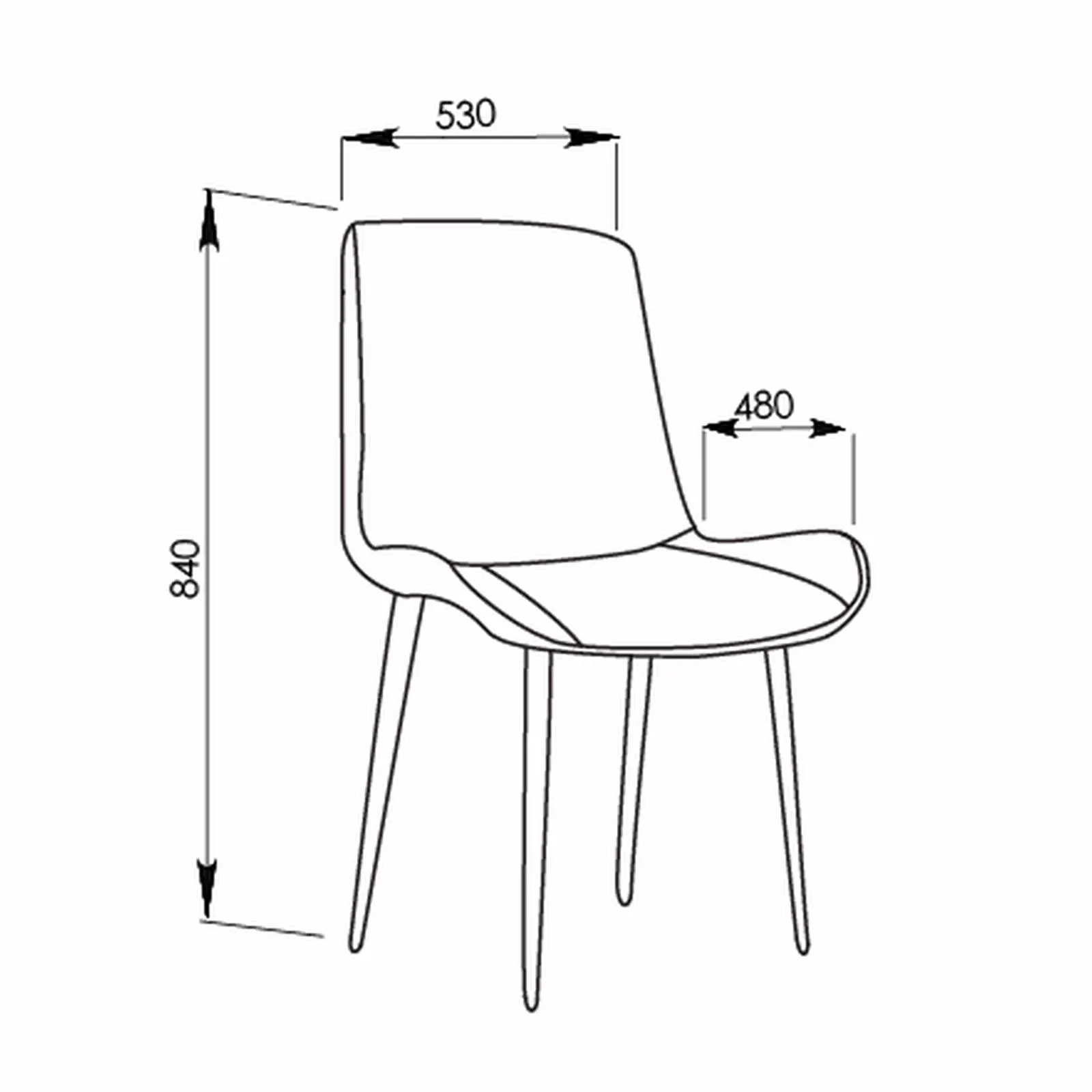 Mendy Dining Chair Grey PU Seat and Carbon Steel Frame (Set of Four) by Criterion™