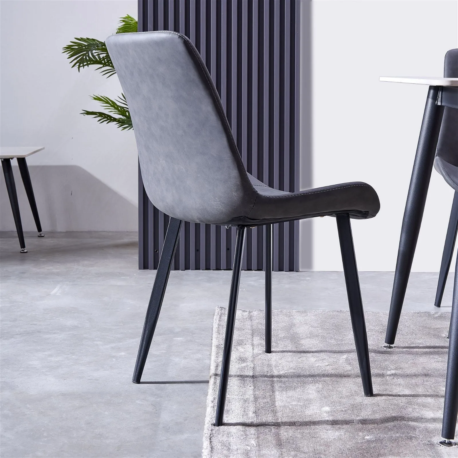 Mendy Dining Chair Grey PU Seat and Carbon Steel Frame (Set of Four) by Criterion™