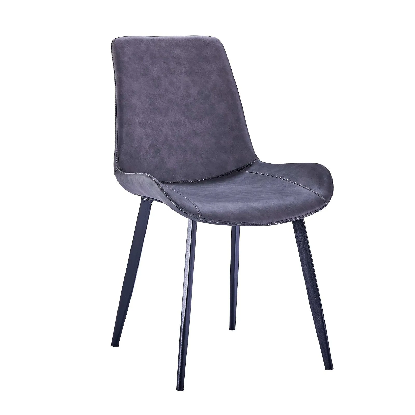 Mendy Dining Chair Grey PU Seat and Carbon Steel Frame (Set of Four) by Criterion™