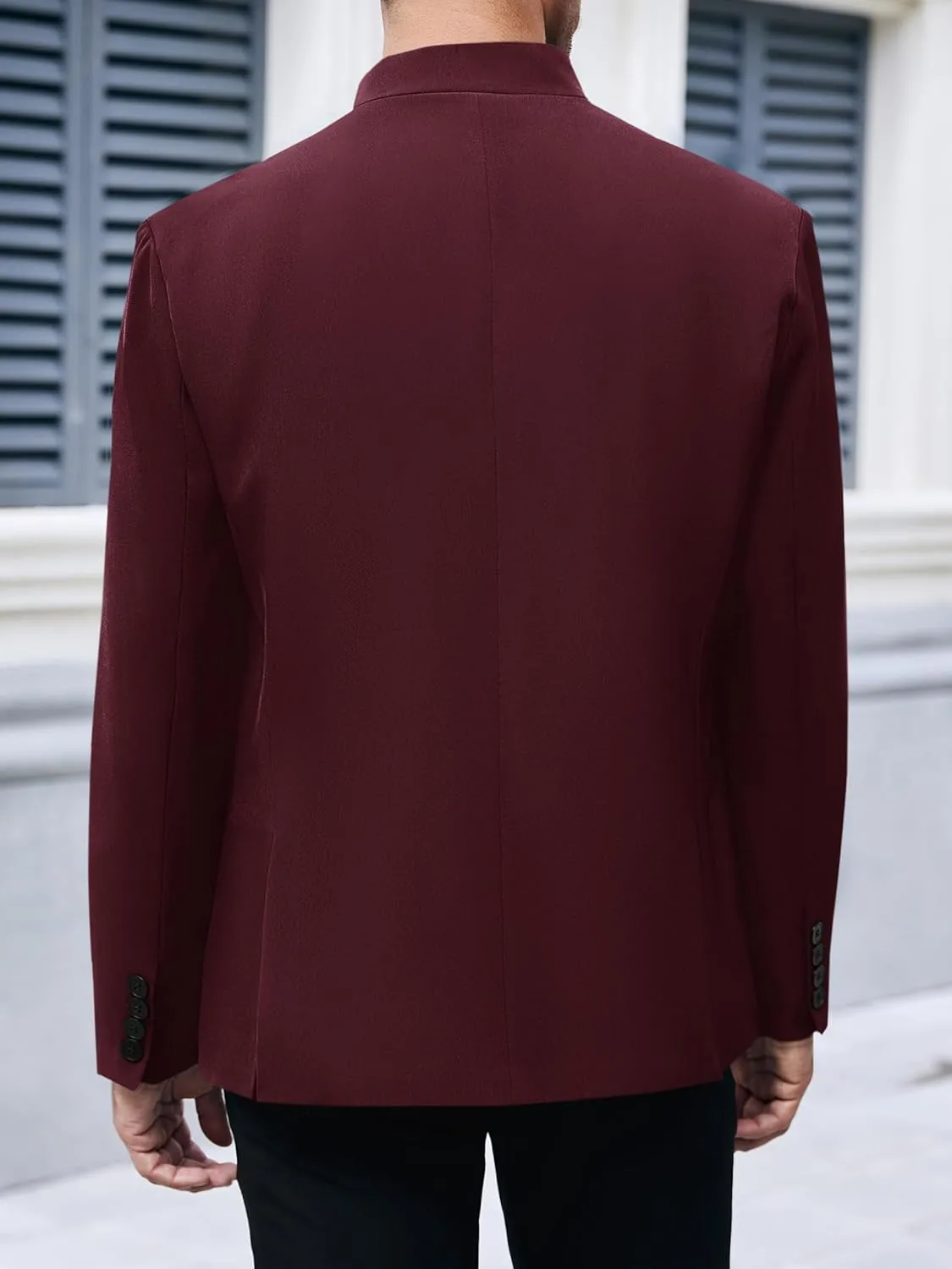 Mens Casual Suit Blazer Jackets Stand Mandarin Collar Lightweight Lined Business Dress Sport Coats