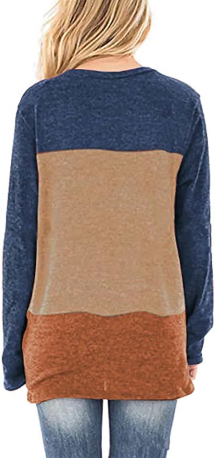 SHIBEVER Long Sleeve Women Tops: Fall Casual Tunic Shirts for Womens Round Neck Twist Knotted Tee Blouses
