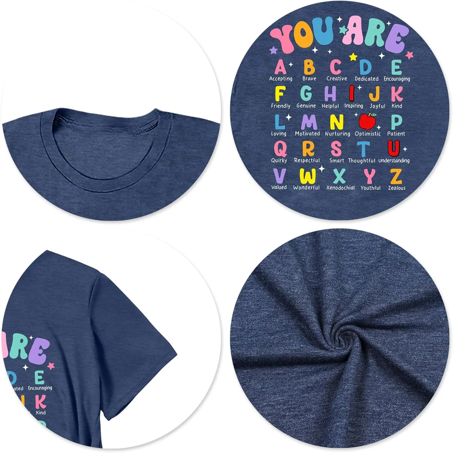 Teacher Shirts for Women: Funny You are Alphabet Shirts Teaching Life Short Sleeve T-Shirt