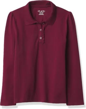 The Children's Place Girls' Long Sleeve Ruffle Pique Polo