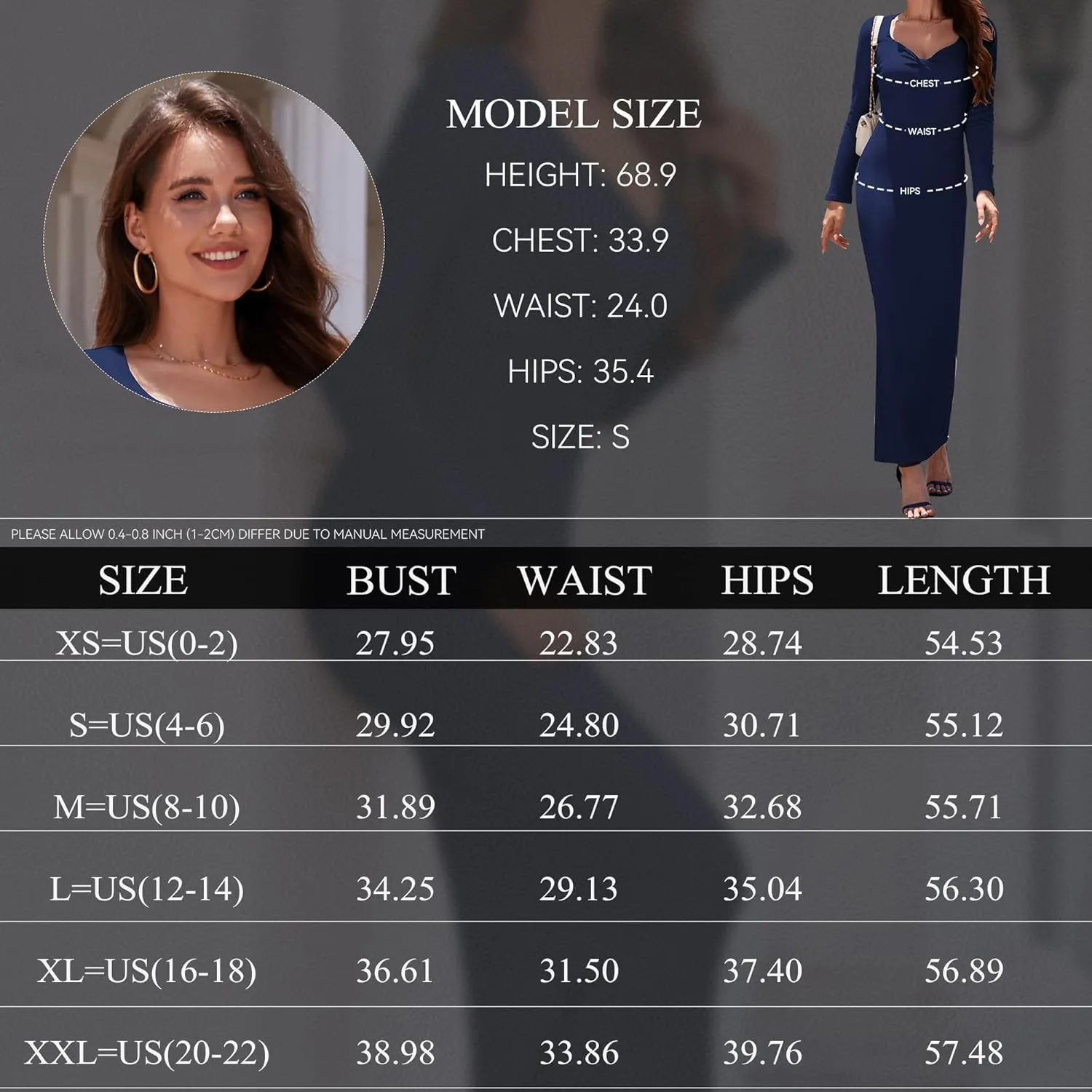 Women's Bodycon Maxi Dress Long Sleeve Ribbed Knit Twist Knot Front Dress Square Neck Elegant Formal Fall Dresses